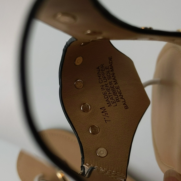 Vaneli White Leather with Gold Studded Toe Post Thong Adjustable Sandal - Picture 8 of 13